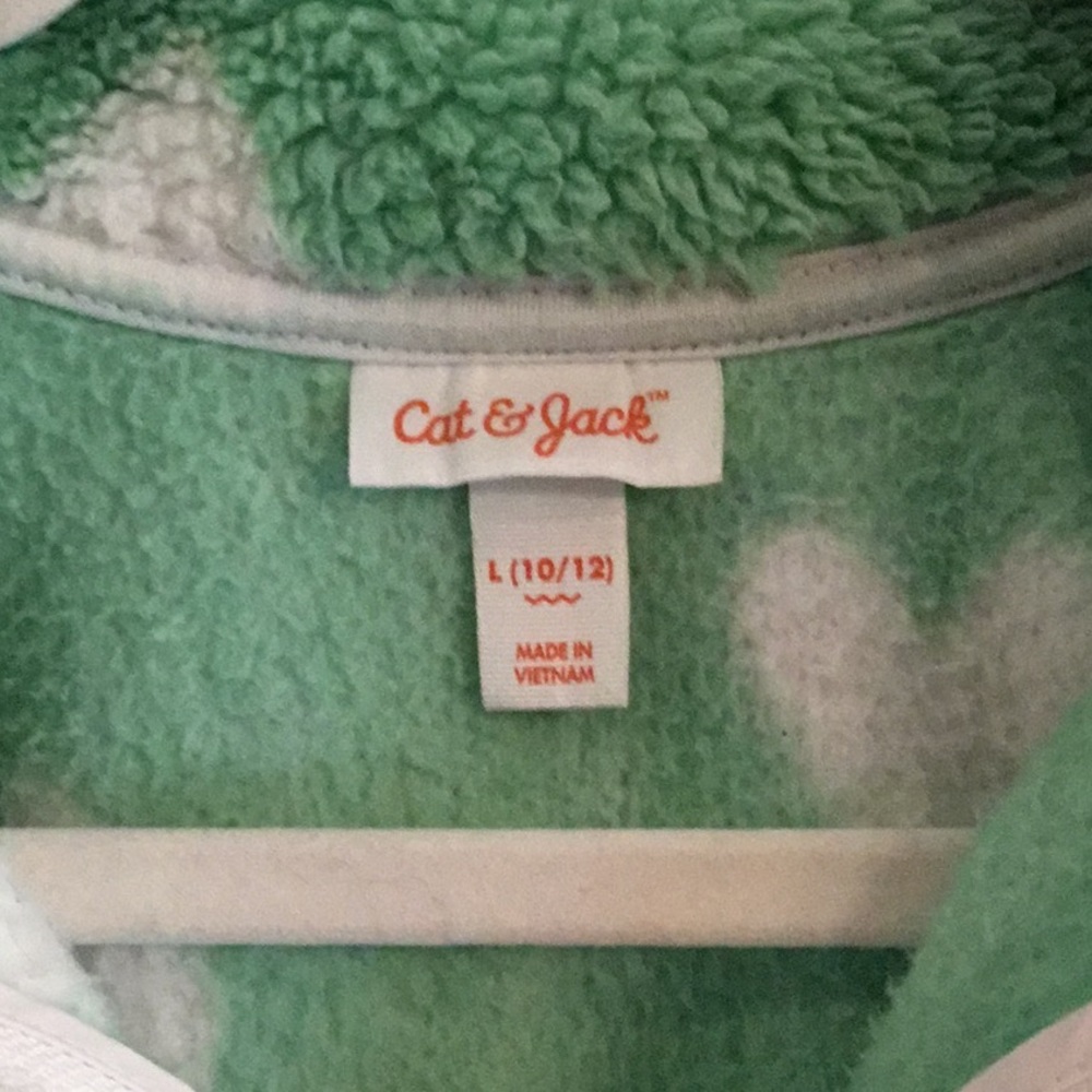 Cat & Jack Girls Mint Green Heart Fleece - Picture 7 of 7